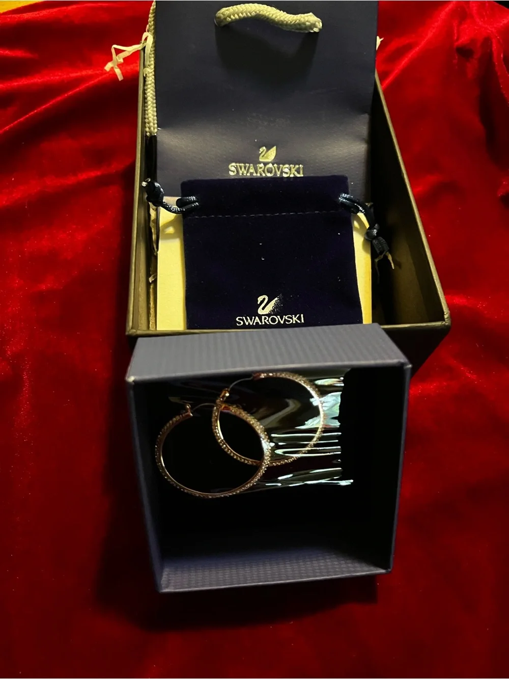 Swarovski Gold Hoop Earrings with Crystal Pavé